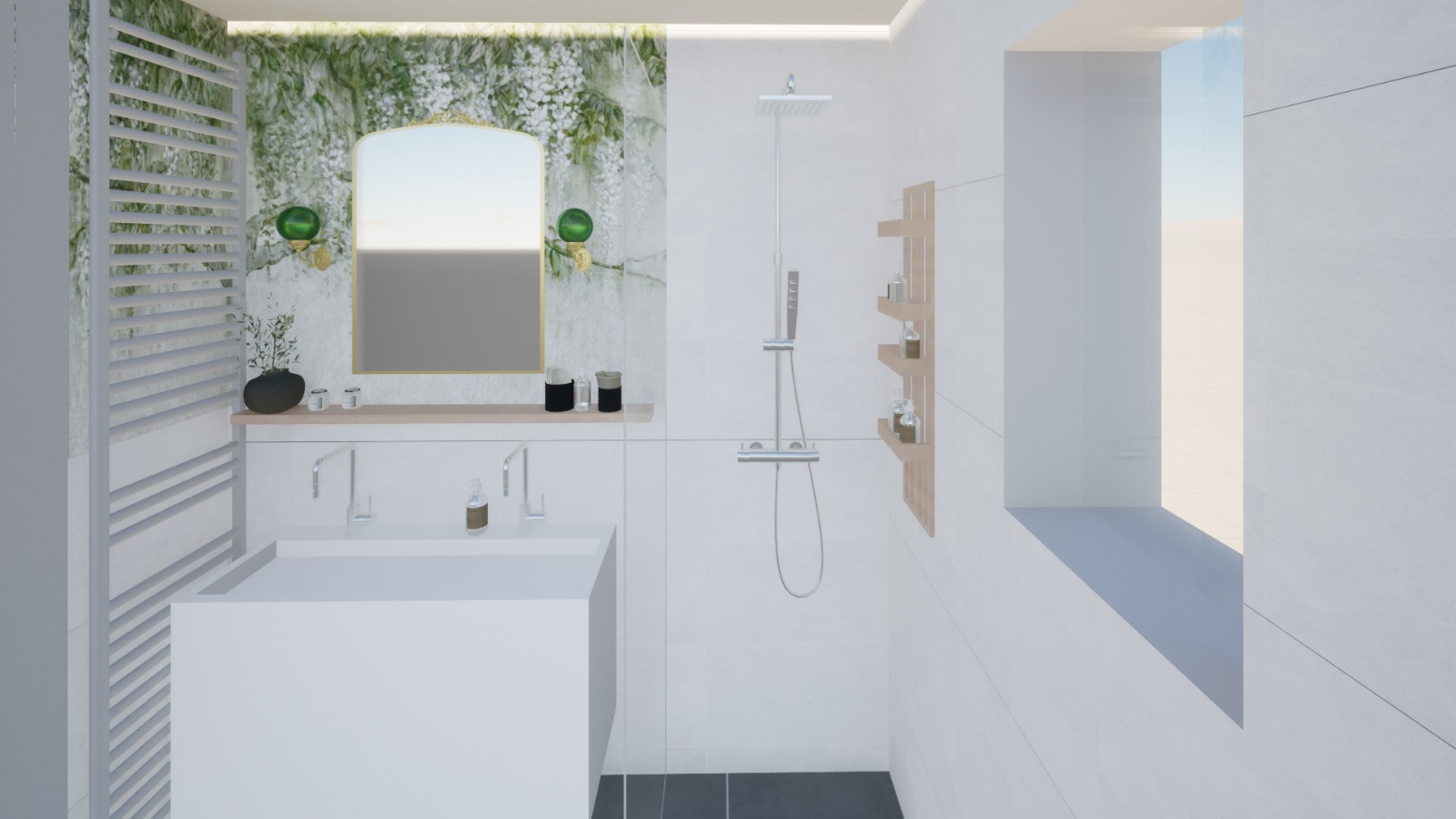 3D beeld badkamer. Ontworpen door Caitlin Wessels