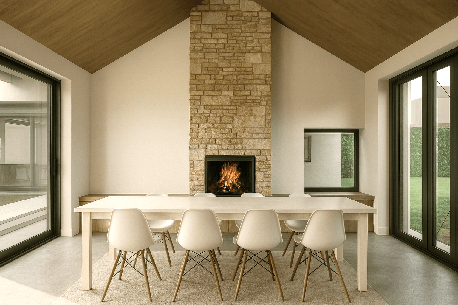 Sfeerbeeld van moderne eetkamer met Scandinavische interieurstijl. Ontworpen door Caitlin Wessels