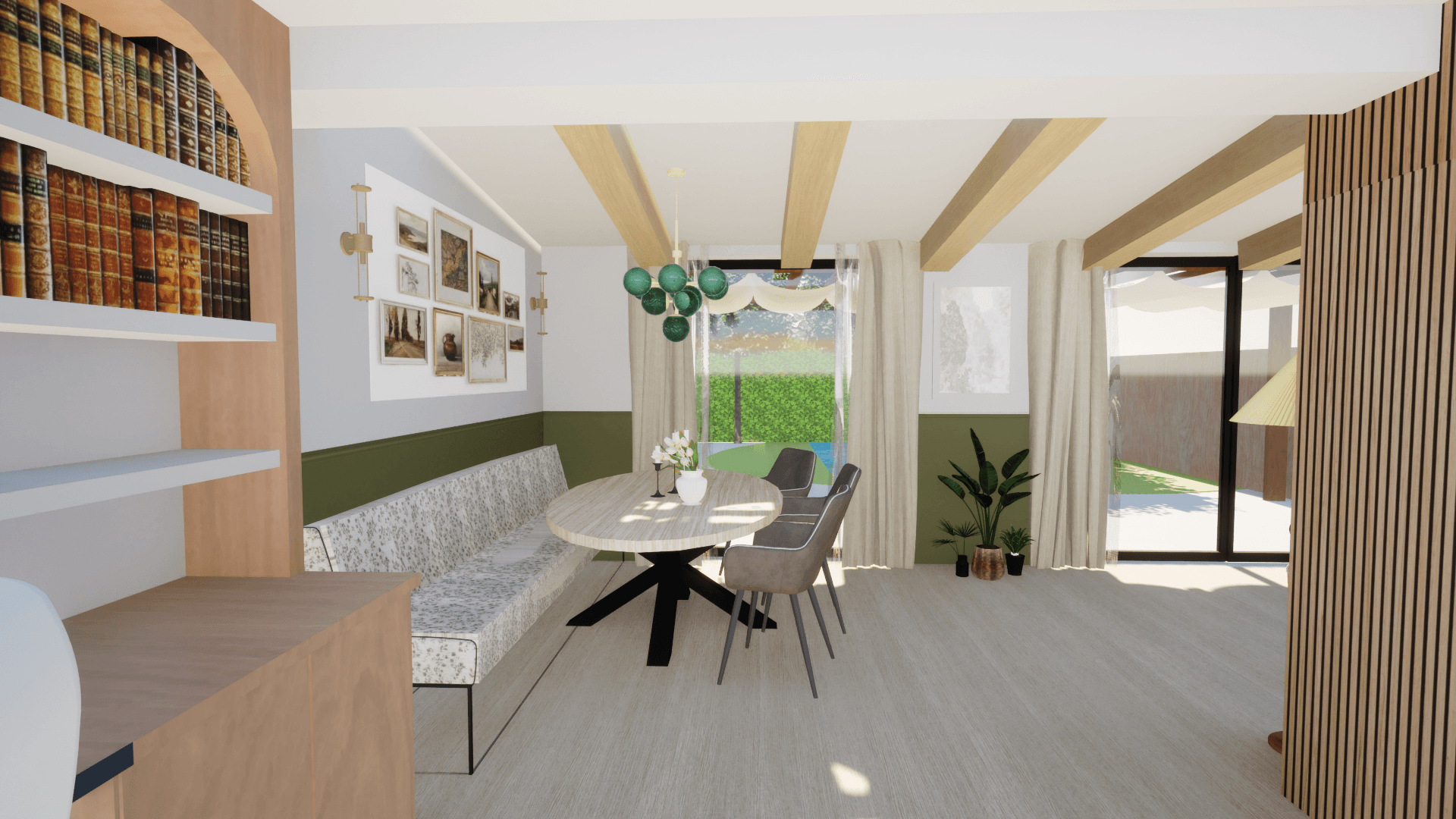 3D beeld van eetkamer. Door Caitlin Wessels